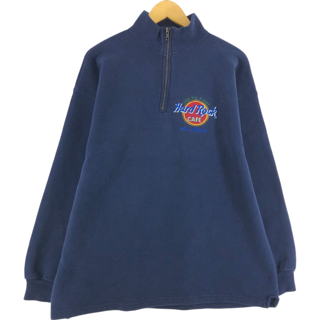 HARD ROCK CAFE HOLLYWOOD Half-Zip Sweatshirt Trainer Men's M size /eaa489921