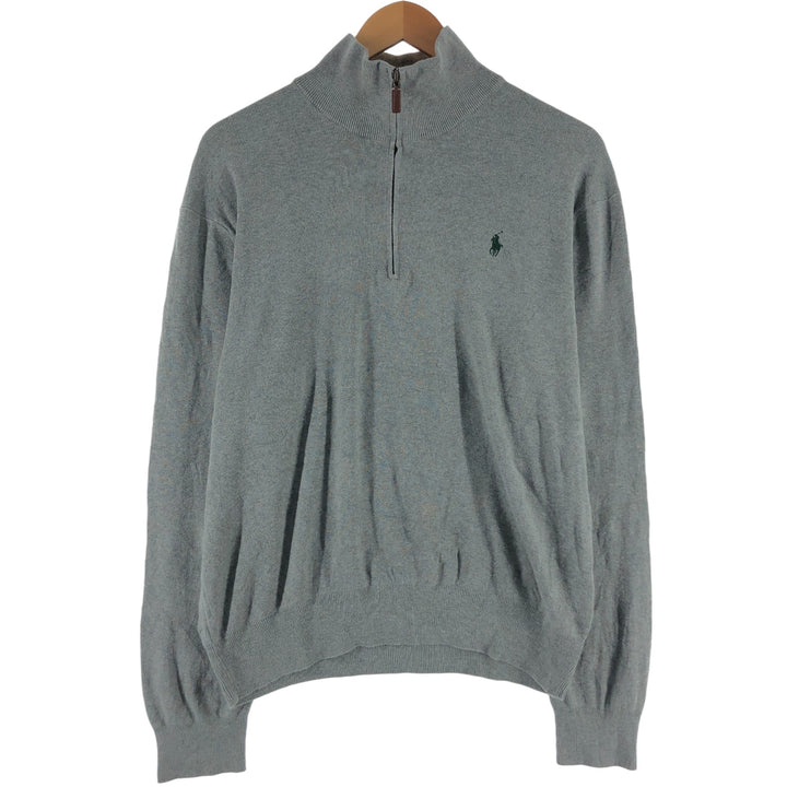 Ralph Lauren POLO RALPH LAUREN Pima cotton knit half zip sweater Men's M size Pima Cotton gray type Vintage Second Hand
