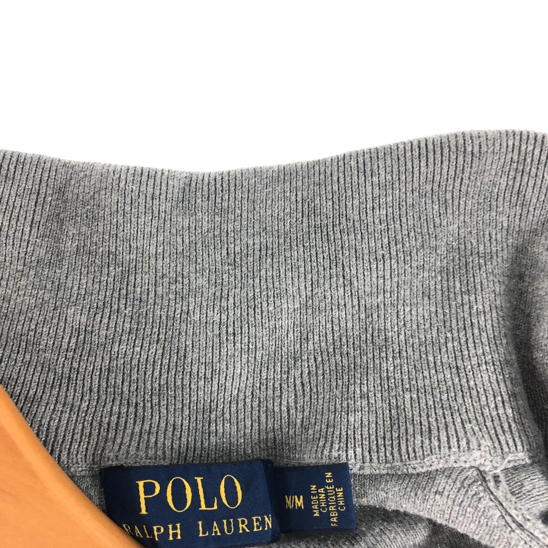 Ralph Lauren POLO RALPH LAUREN Pima cotton knit half zip sweater Men's M size Pima Cotton gray type Vintage Second Hand