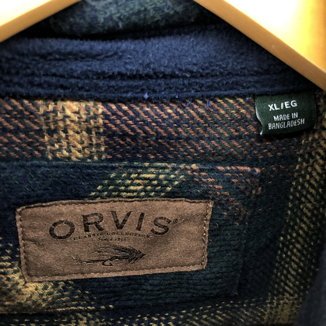 00'S ORVIS Long Sleeve Heavy Flannel Check Shirt Ombre Check Men's XL /eaa490013