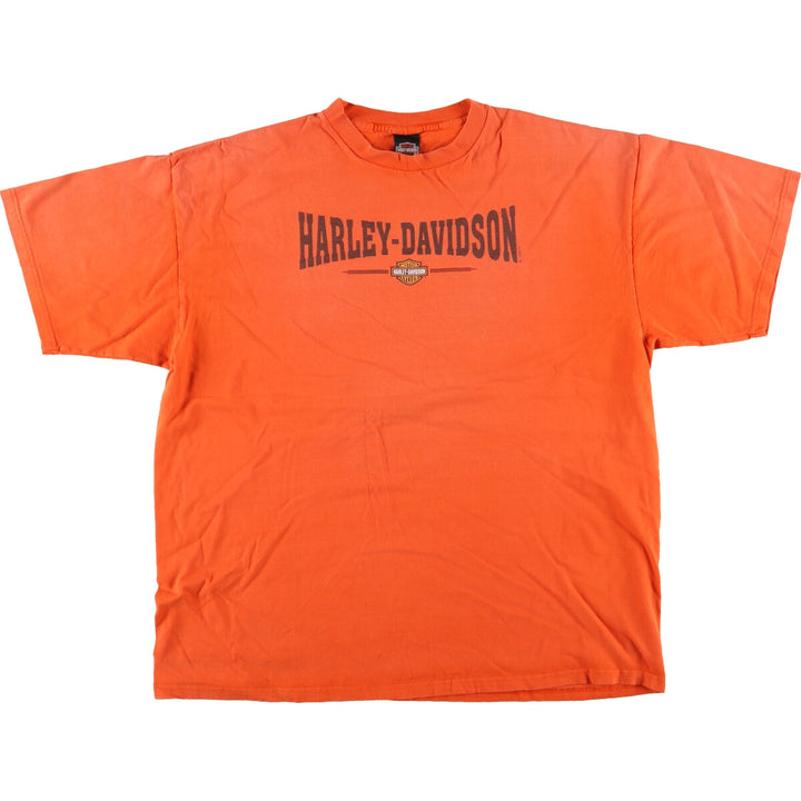 00'S Harley-Davidson Motorcycle Bike T-shirt Made in USA Men's XXL cotton orange type Vintage Second Hand