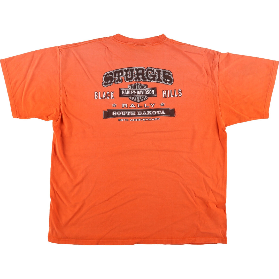 00'S Harley-Davidson Motorcycle Bike T-shirt Made in USA Men's XXL cotton orange type Vintage Second Hand