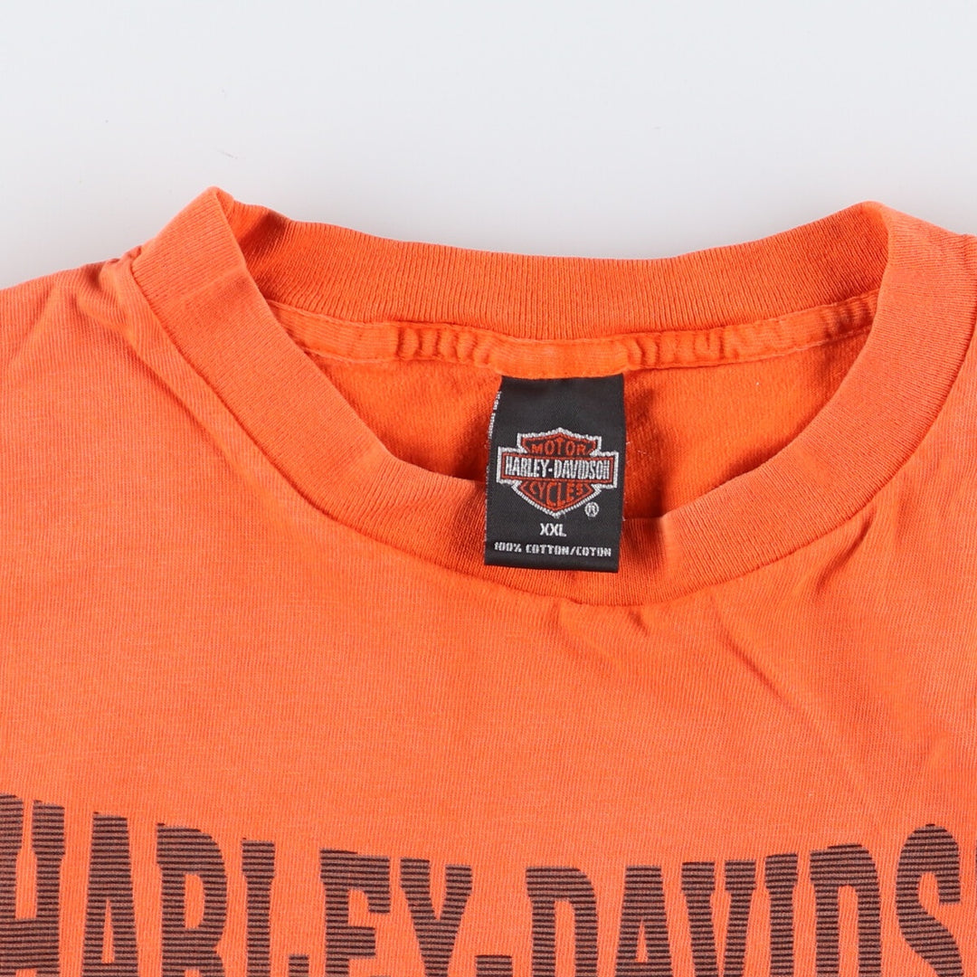 00'S Harley-Davidson Motorcycle Bike T-shirt Made in USA Men's XXL cotton orange type Vintage Second Hand