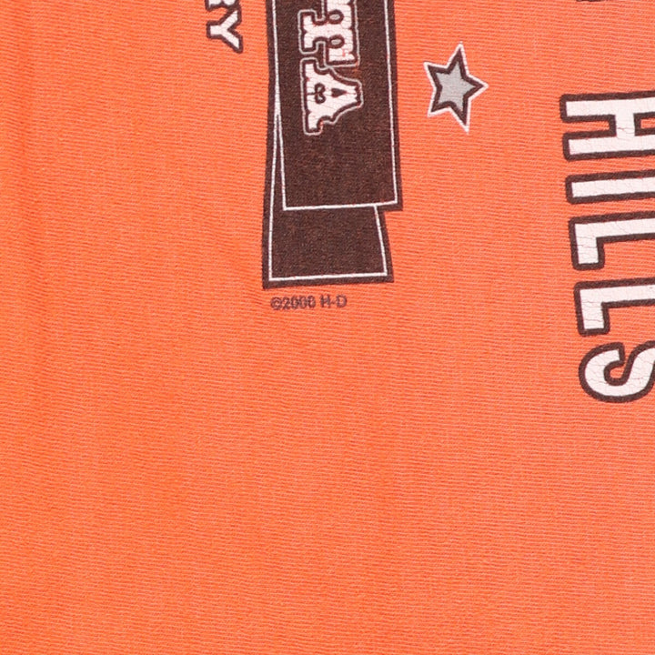 00'S Harley-Davidson Motorcycle Bike T-shirt Made in USA Men's XXL cotton orange type Vintage Second Hand