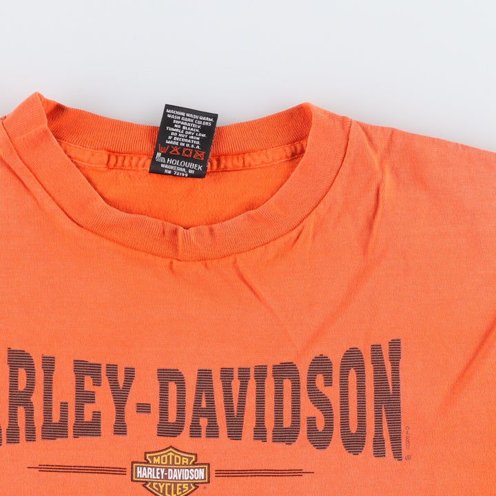 00'S Harley-Davidson Motorcycle Bike T-shirt Made in USA Men's XXL cotton orange type Vintage Second Hand
