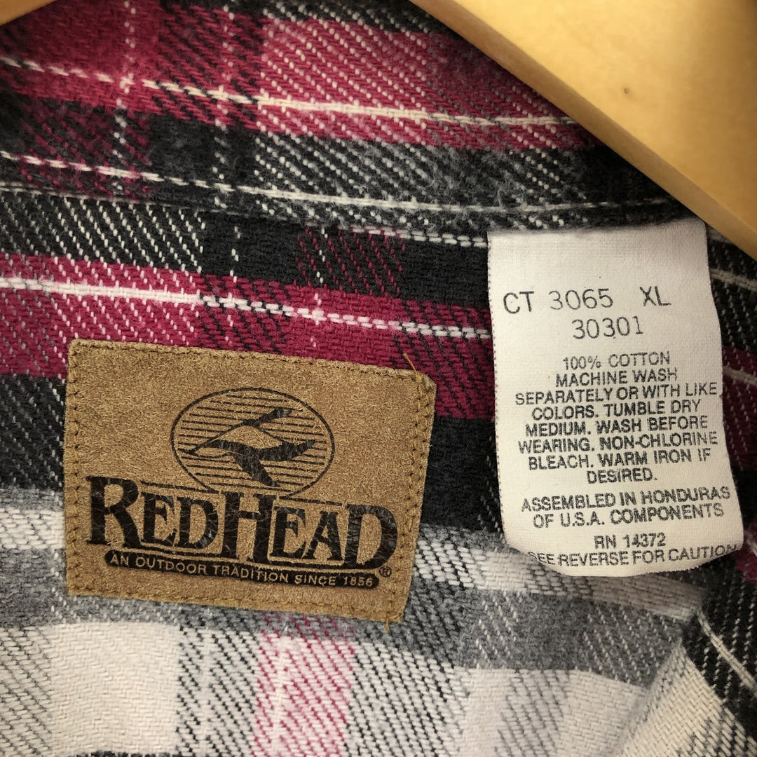 RED HEAD Long Sleeve Button Down Heavy Flannel Check Shirt Men's XL /eaa490224