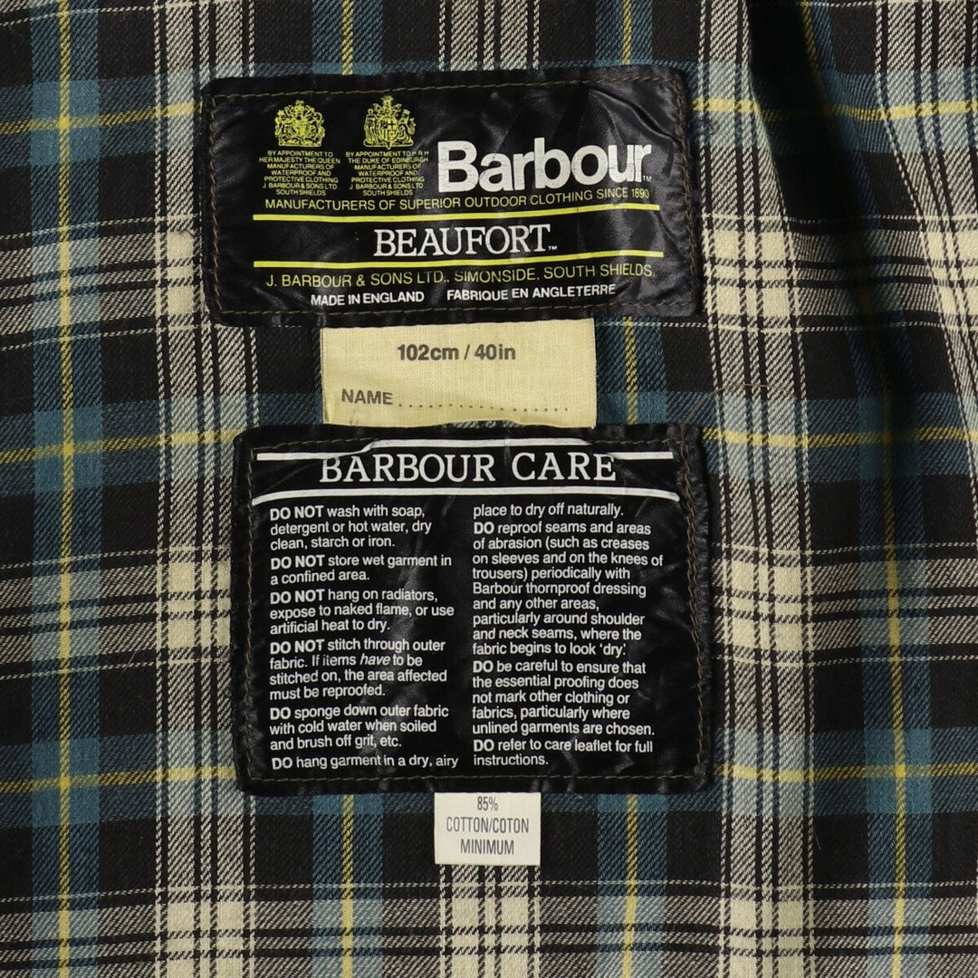 80'S Barbour Beaufort 2 Warrant Oiled Hunting Jacket Made in England C40 Men's M Size Vintage /eaa490421