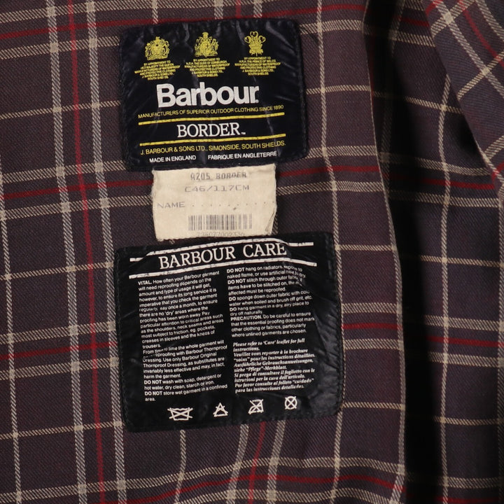 90'S Barbour Border Old 3 Warrant Badge Waxed Cotton Oiled Jacket Made in England C46 Men's XL /eaa490422