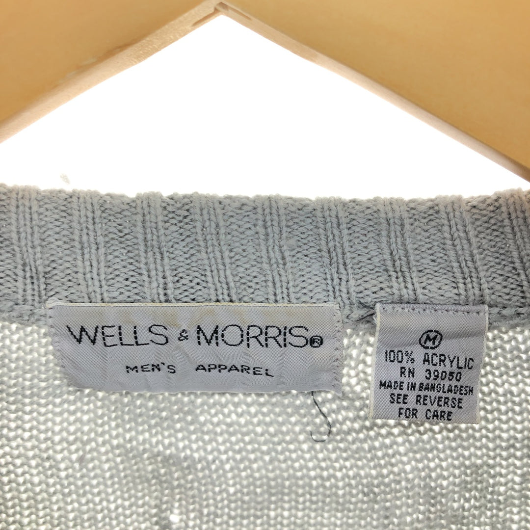 WELLS and MORRIS Border Pattern Acrylic Knit Sweater Women's M size /eaa490430