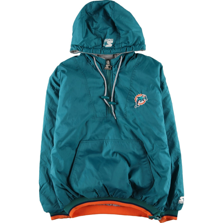 90'S Starter NFL Miami Dolphins Padded Anorak Parka Puffer Jacket Men's L Size Vintage /eaa490433