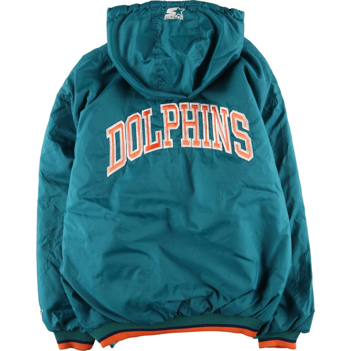 90'S Starter NFL Miami Dolphins Padded Anorak Parka Puffer Jacket Men's L Size Vintage /eaa490433