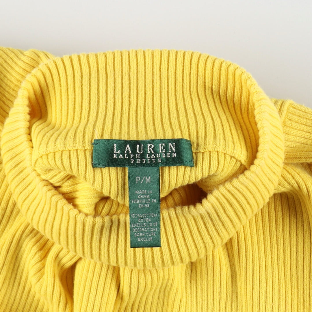 Ralph Lauren LAUREN Lauren Ribbed High Neck Cotton Knit Sweater Women's M Size / eaa490506