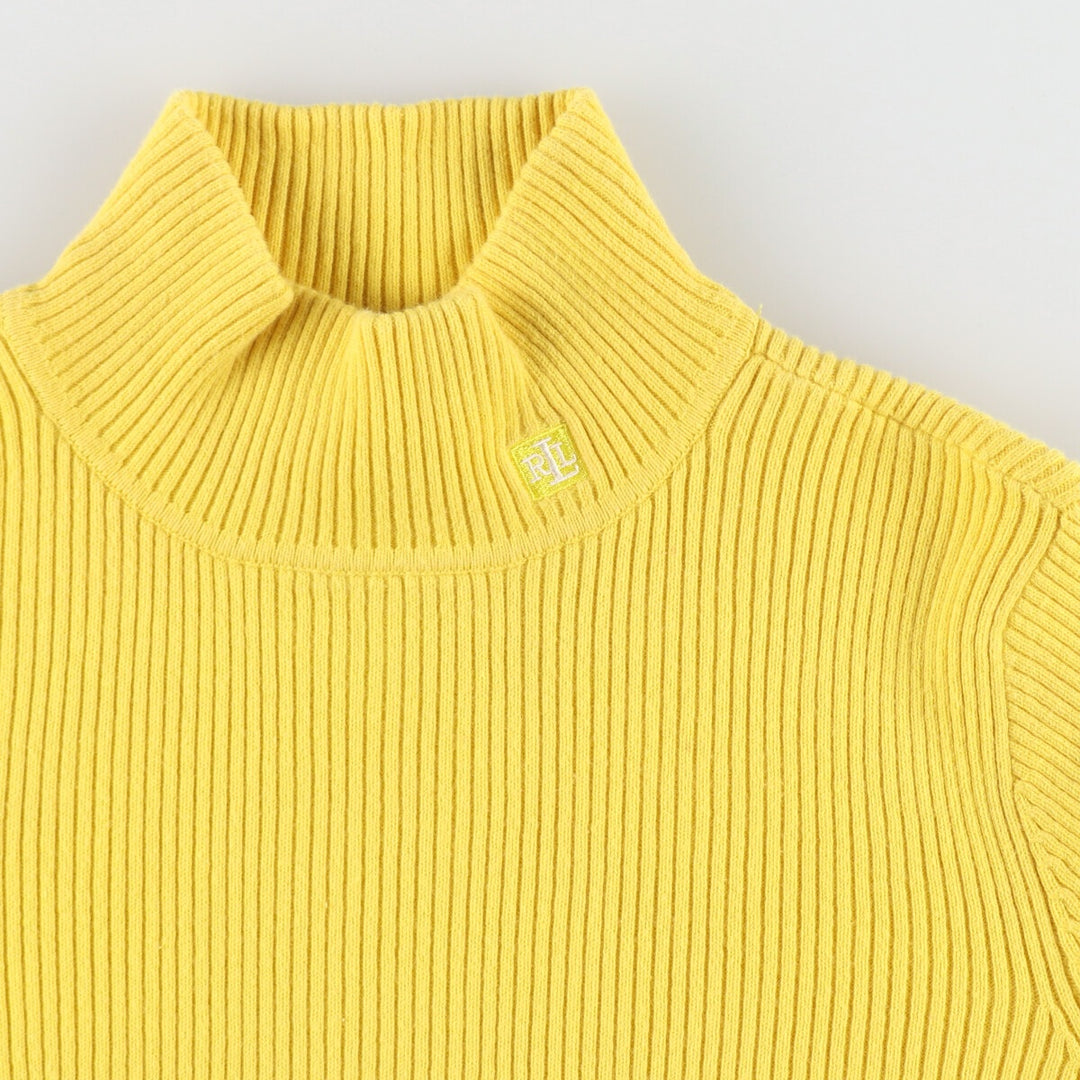 Ralph Lauren LAUREN Lauren Ribbed High Neck Cotton Knit Sweater Women's M Size / eaa490506
