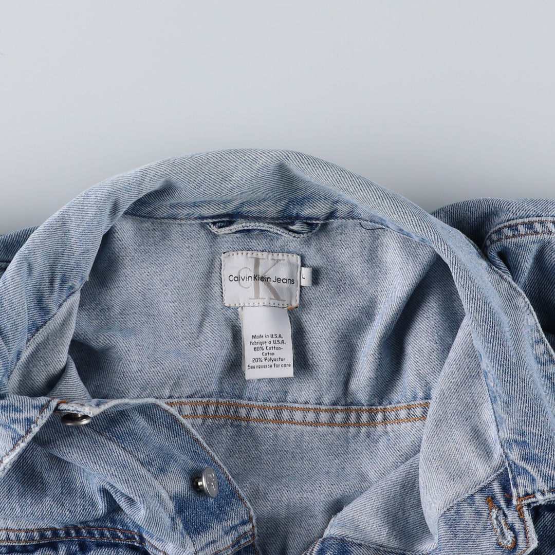 90s~00'S Calvin Klein JEANS denim jacket, denim jacket, made in USA, men's size L, vintage /eaa490588