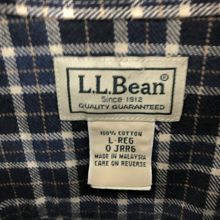 LLBean Long Sleeve Button Down Flannel Check Shirt Men's Size L /eaa490618