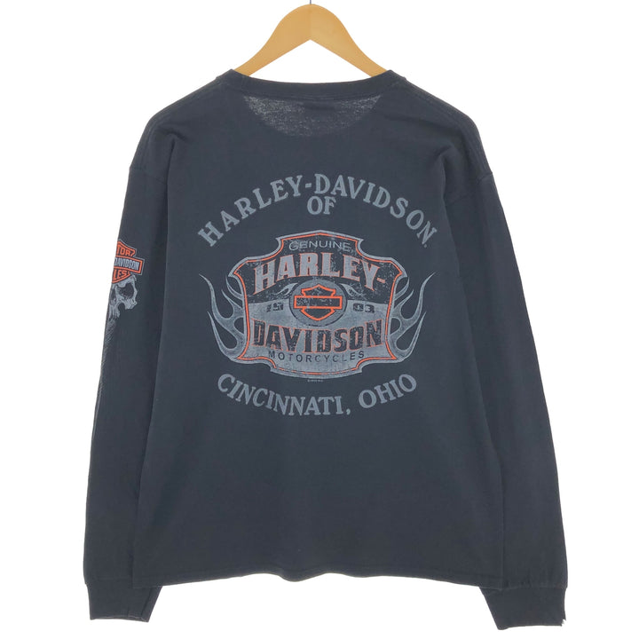 Harley-Davidson Long Sleeve T-Shirt, Men's Medium unclear black type Vintage Second Hand