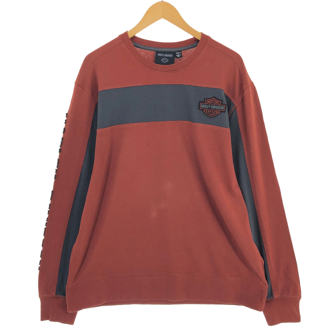 Harley-Davidson Long Sleeve T-Shirt, Men's XL Size cotton red type reddish brown Vintage Second Hand