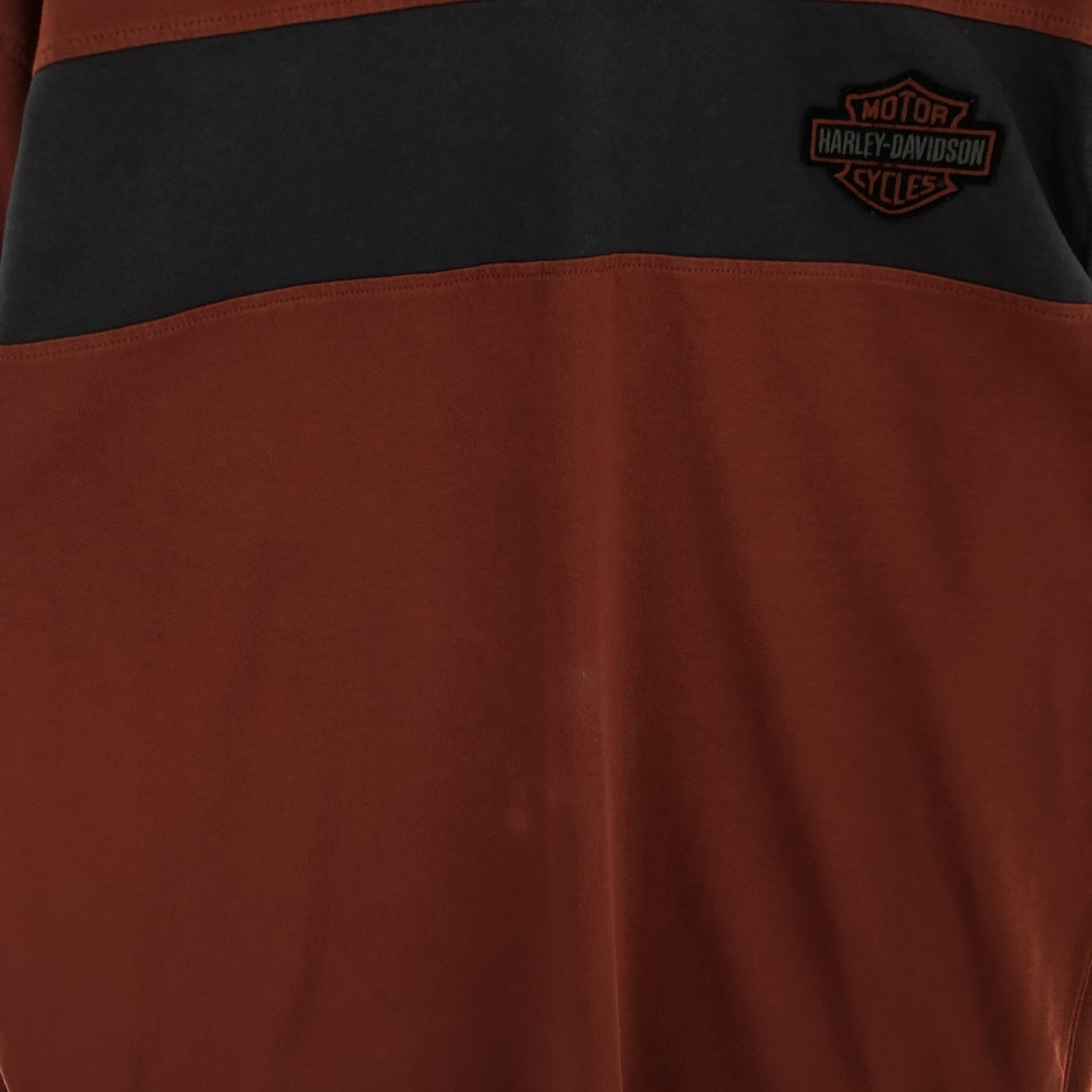 Harley-Davidson Long Sleeve T-Shirt, Men's XL Size cotton red type reddish brown Vintage Second Hand