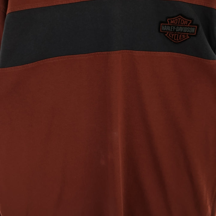 Harley-Davidson Long Sleeve T-Shirt, Men's XL Size cotton red type reddish brown Vintage Second Hand