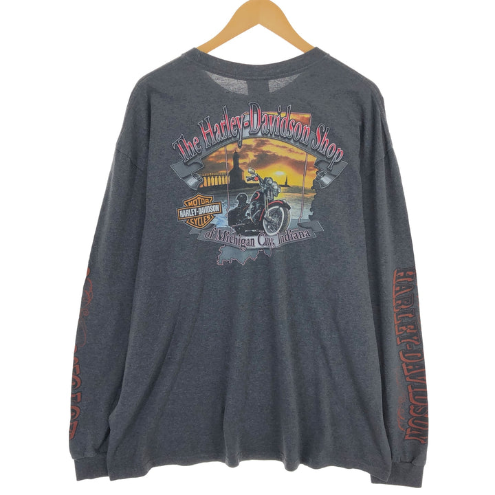 Harley-Davidson Back Print Long T-Shirt Long T Men's XXL cotton gray type Vintage Second Hand