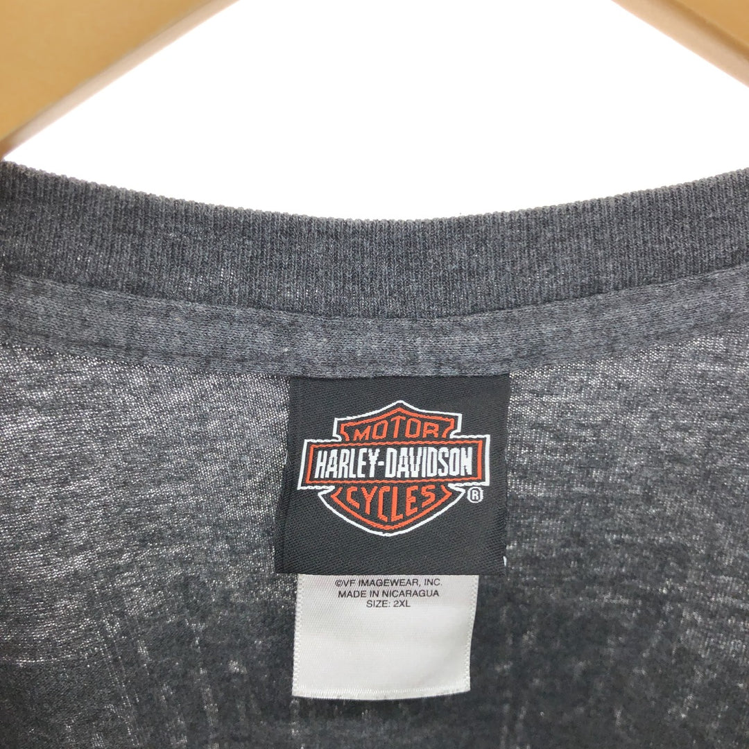 Harley-Davidson Back Print Long T-Shirt Long T Men's XXL cotton gray type Vintage Second Hand