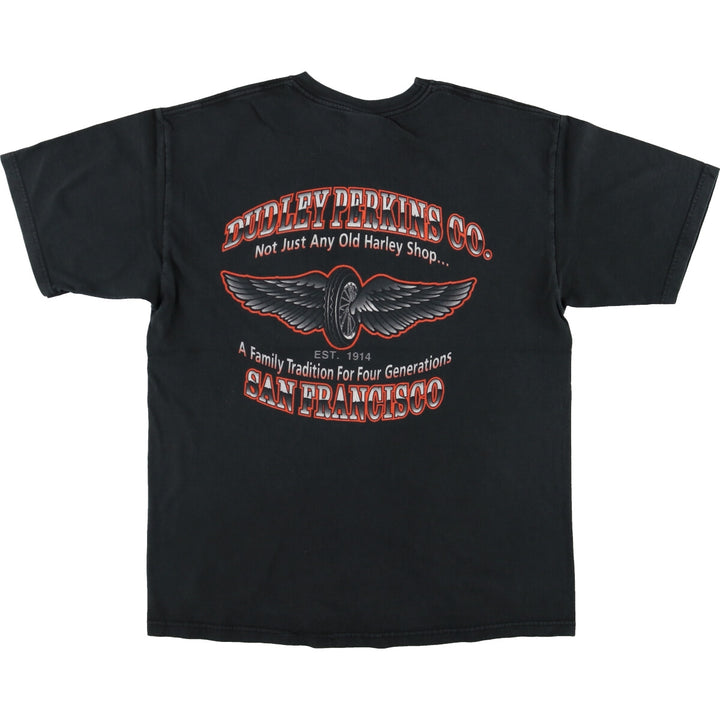 Harley-Davidson HANES Back Print Motorcycle Bike T-Shirt Made in USA Men's L size /eaa490711