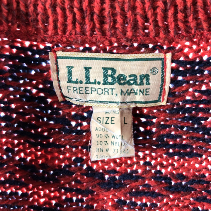 70s~80'S LLBean Native Pattern wool knit full zip sweater made in USA men's size L vintage /eaa490749