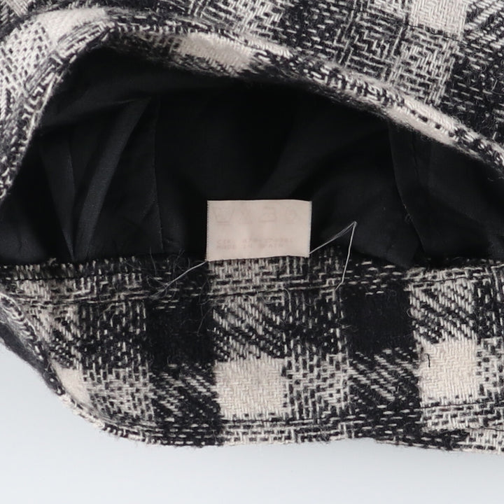 Check Pattern Wool Long Pleated Skirt Made in Spain Women's L size /eaa490754