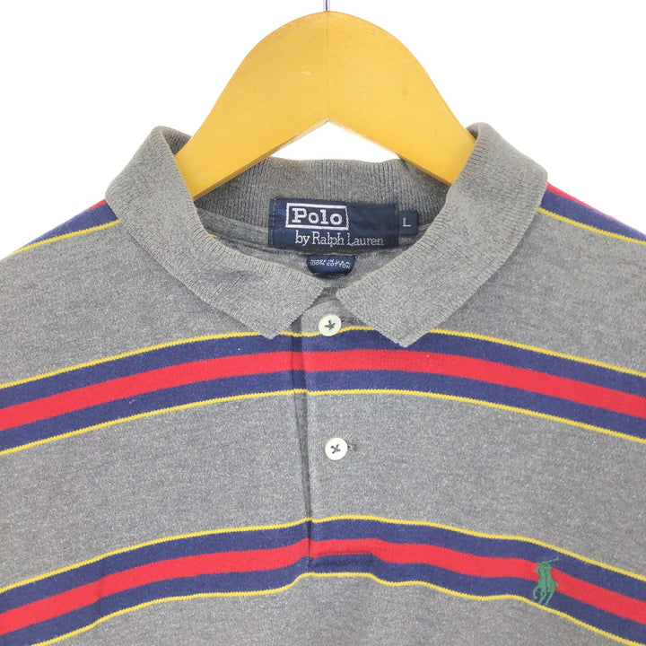 90'S Ralph Lauren POLO by Ralph Lauren long sleeve striped polo shirt made in USA men's size L vintage /eaa490771