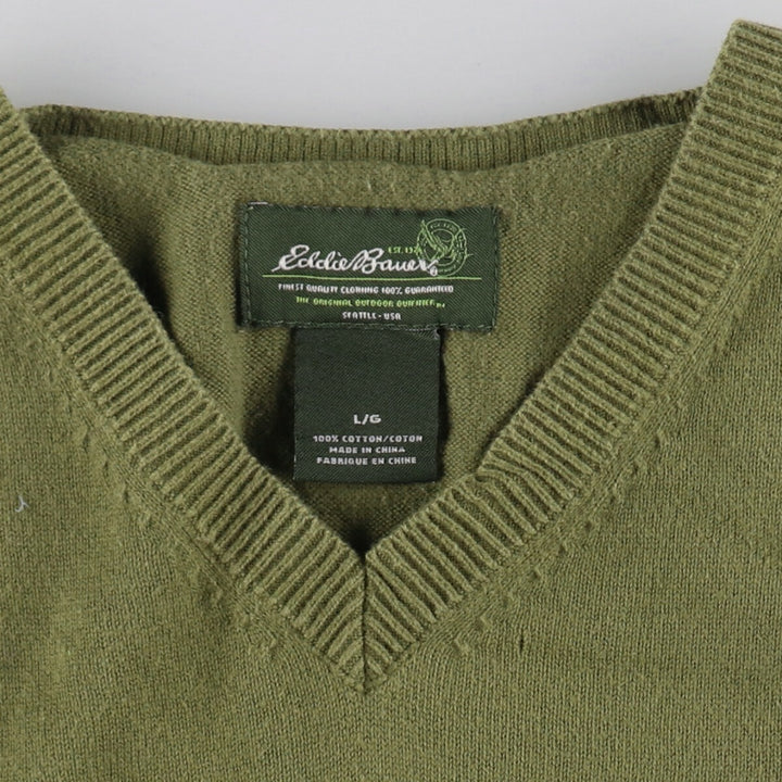 Eddie Bauer V-neck cotton knit vest, men's size L / eaa490781