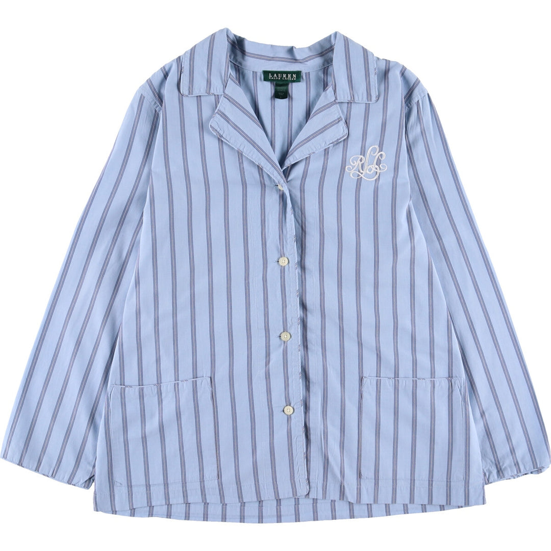 Ralph Lauren Multi-stripe Open Collar Stripe Pattern Pajama Shirt Women's L size / eaa490806