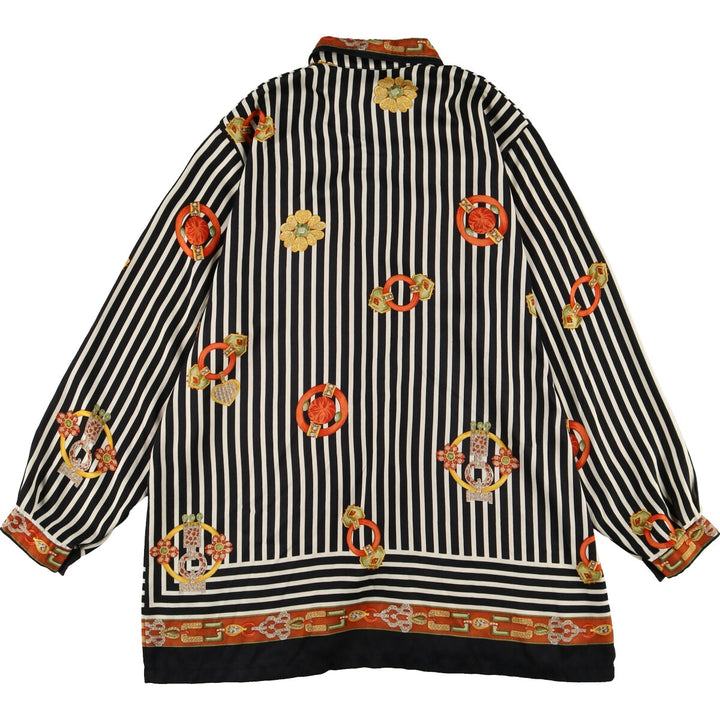 miss ann stripe pattern long sleeve blouse women's size L /eaa490810