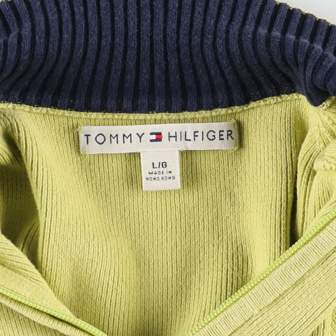 00'S Tommy Hilfiger Ribbed Cotton Knit Half Zip Sweater Women's Size L /eaa490823