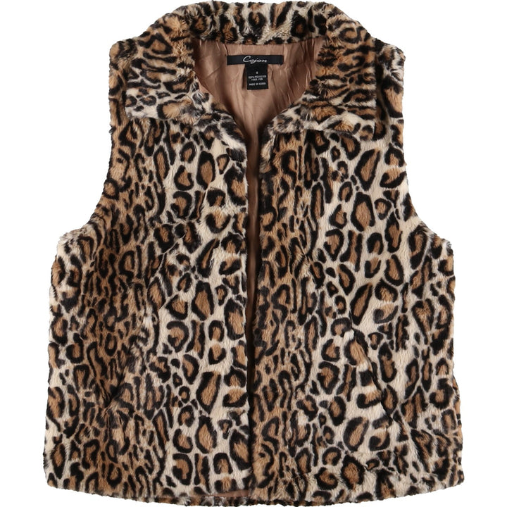 Cejon Leopard Pattern Fur Vest Women's S size /eaa490828