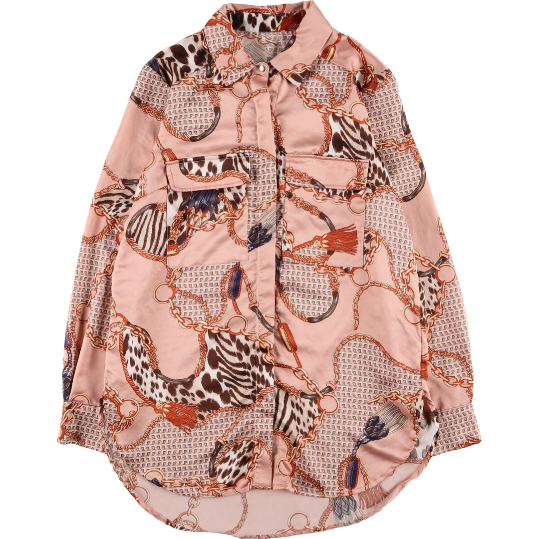 All-over print long sleeve blouse for women, size S / eaa490831