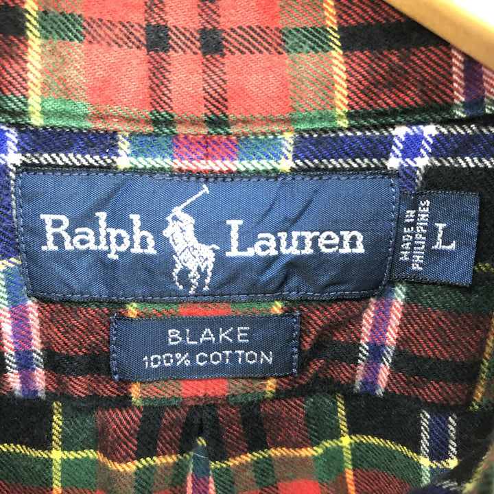 Ralph Lauren BLAKE long sleeve button down flannel check shirt men's size L / eaa491026