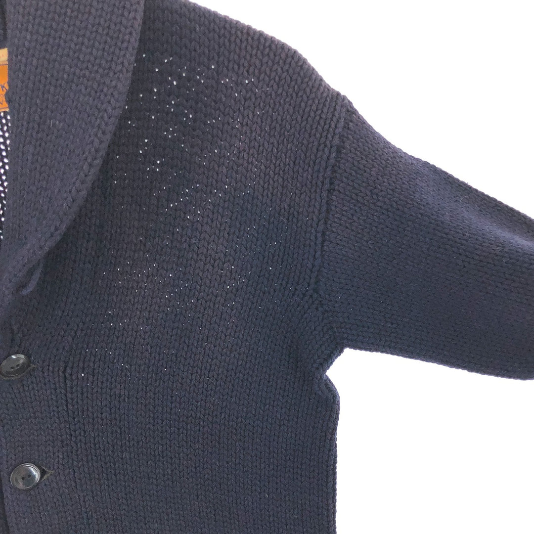 50s~ BISON KNIT shawl collar wool lettered knit cardigan, men's size L, vintage /eaa491038