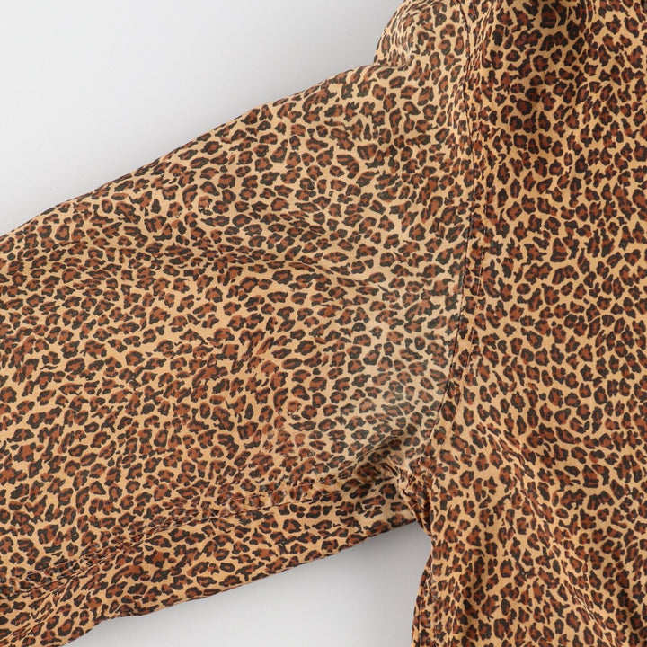 STUDIO A Leopard Pattern Open Collar Long Sleeve Silk Shirt Women's M Size /eaa491195