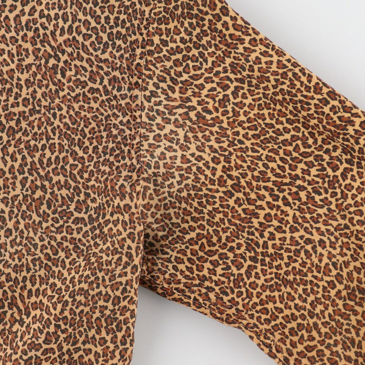 STUDIO A Leopard Pattern Open Collar Long Sleeve Silk Shirt Women's M Size /eaa491195