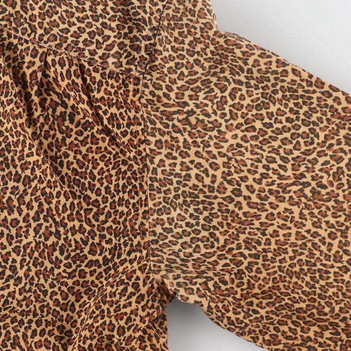 STUDIO A Leopard Pattern Open Collar Long Sleeve Silk Shirt Women's M Size /eaa491195