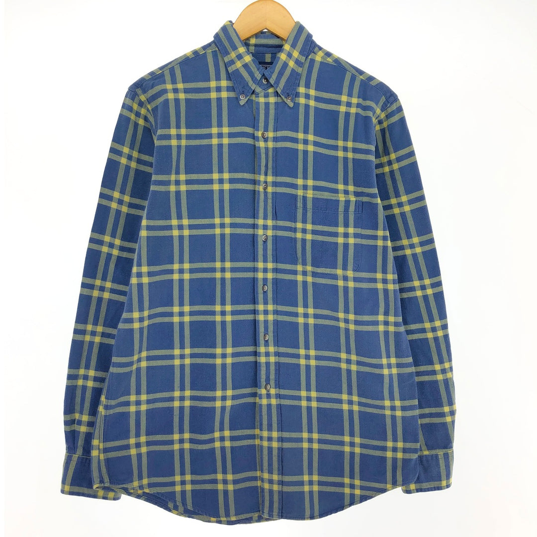 90'S LAND'S END Long Sleeve Button Down Light Flannel Check Shirt Men's M Size Vintage /eaa491243