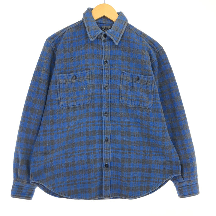 LANDS' END COUNTRY TOUCH Long Sleeve Heavy Flannel Check Shirt Men's M /eaa491252