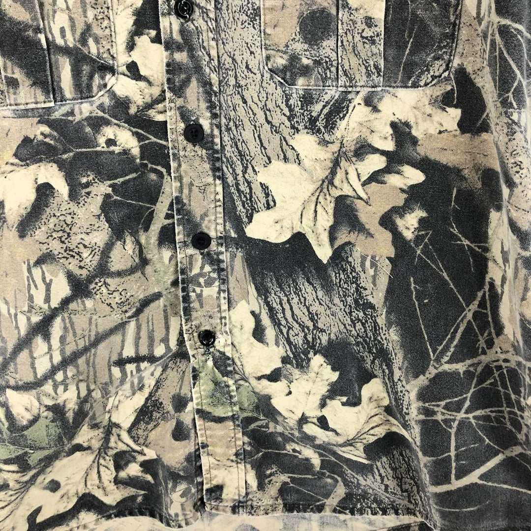 90'S RATTLERS Camouflage Pattern Real Tree Camo Long Sleeve Cotton Shirt Made in USA Men's XL Vintage unclear Khaki type sage green Vintage Second Hand