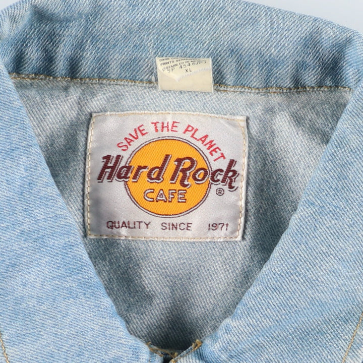 90'S Hard Rock Cafe HARD ROCK CAFE Back Embroidered Denim Jacket G-Jean Men's XL Size Vintage /eaa491465