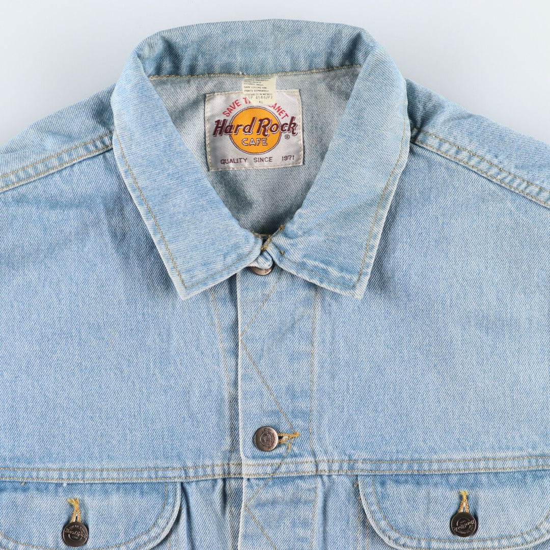 90'S Hard Rock Cafe HARD ROCK CAFE Back Embroidered Denim Jacket G-Jean Men's XL Size Vintage /eaa491465