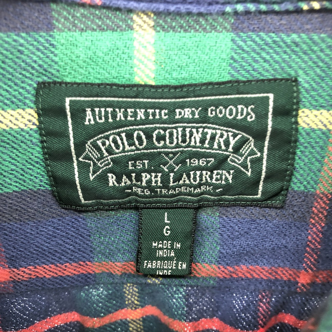 ~90'S Ralph Lauren Polo Country long sleeve flannel check shirt men's size L vintage / eaa491518