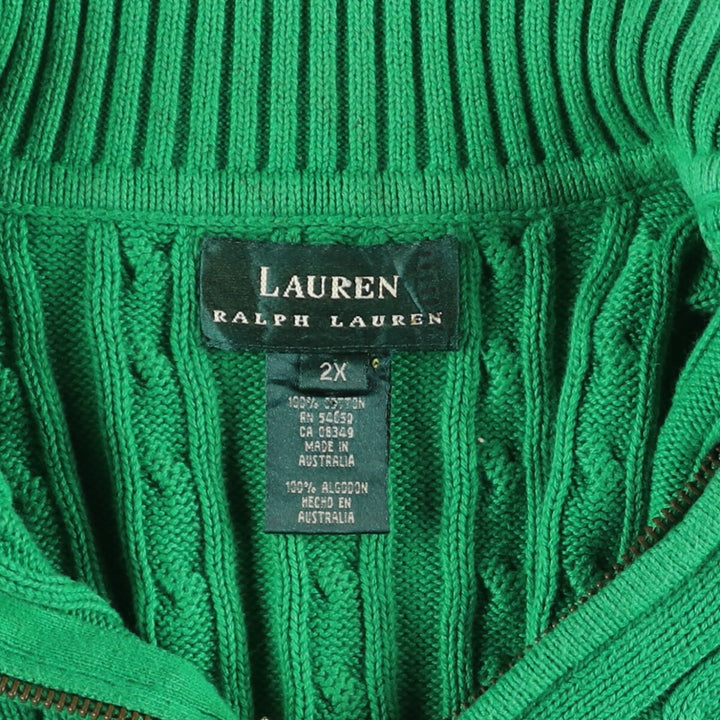 Ralph Lauren LAUREN Lauren Cable Knit Cotton Knit Half Zip Sweater Women's XXL / eaa491640