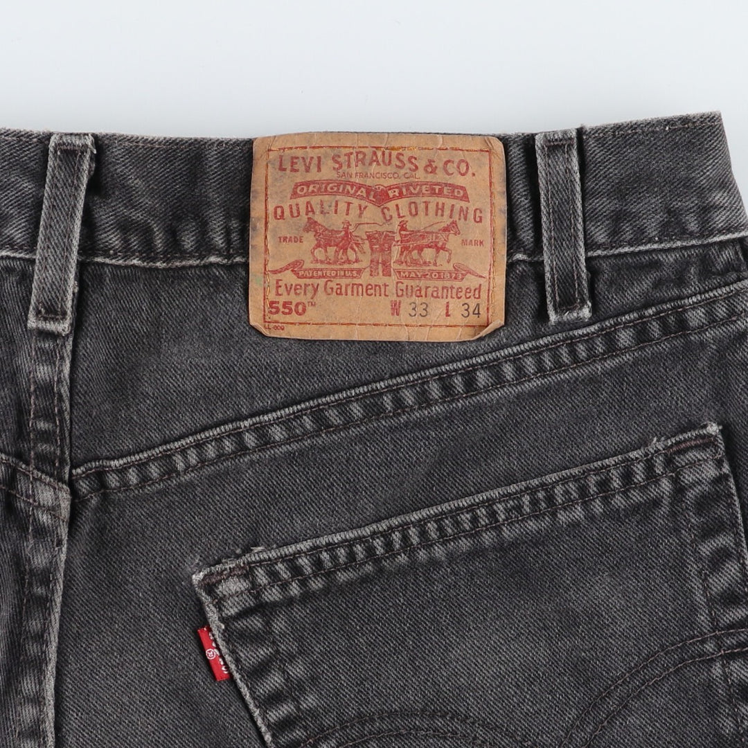 00'S Levi's 550 Relaxed Fit Black Denim Tapered Denim Pants Made in USA Men's W33 / eaa491711