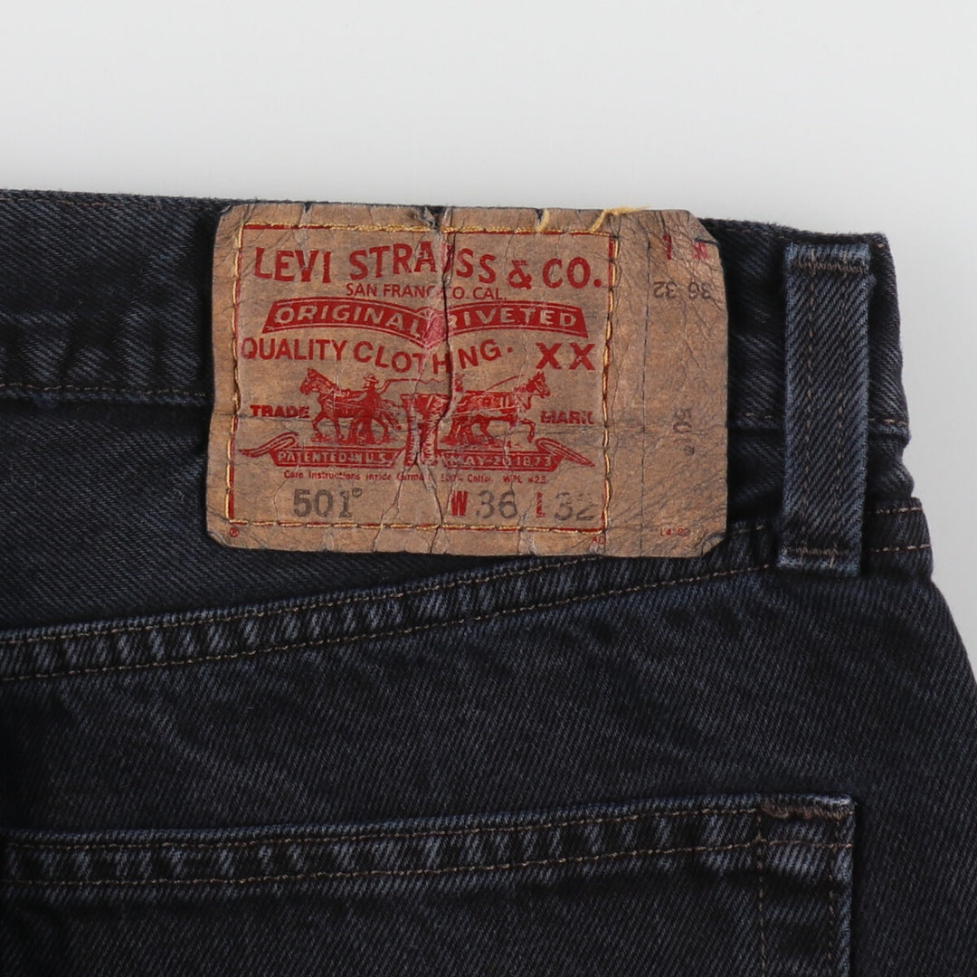 Levi's Levi's 501 STRAIGHT LEG BUTTON-FLY Black Denim Straight Denim Pants Men's W35 equivalent / eaa491781