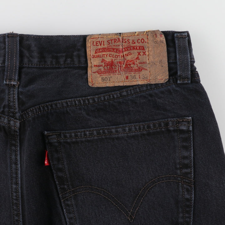 Levi's Levi's 501 STRAIGHT LEG BUTTON-FLY Black Denim Straight Denim Pants Men's W35 equivalent / eaa491781